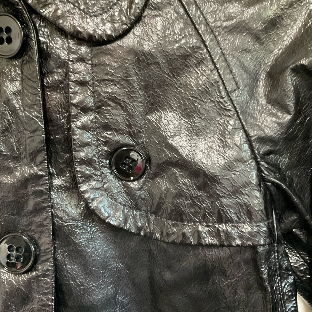 Theory Women's Polished Black 100% Leather Oberon A-line Swing Jacket Size P - Picture 7 of 16